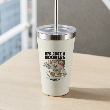 eufyMake example of a printed tumbler with a straw